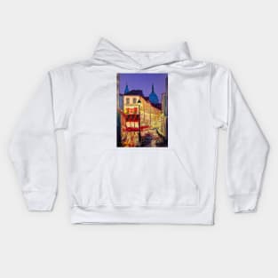 Night on the streets of Paris Kids Hoodie